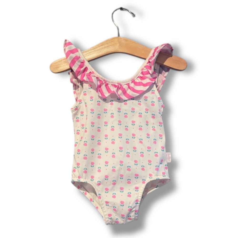 Liberty Girl Pink & White Floral Ruffled Swimsuit